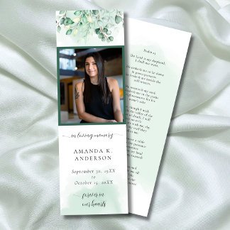In Loving Memory Eucalyptus Greenery Bookmark Mini Business Card