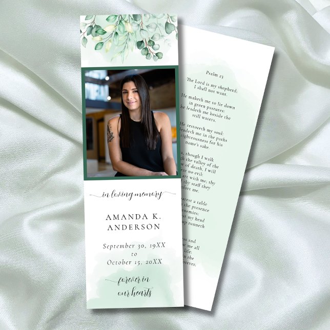 In Loving Memory Eucalyptus Greenery Bookmark Mini Business Card (Creator Uploaded)