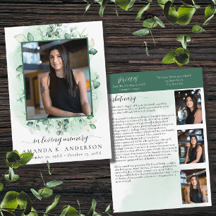 In Loving Memory Eucalyptus Greenery Obituary Programme