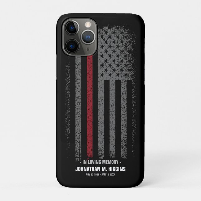 In Loving Memory FireFighter Thin Red Line Flag Case-Mate iPhone Case (Back)