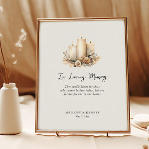 In Loving Memory Floral Candle Wedding Remembrance Poster