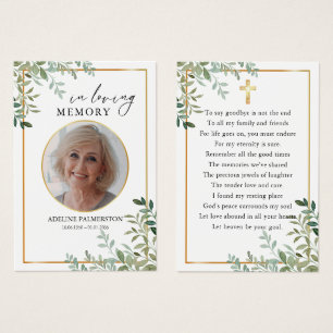 In loving Memory Floral Cross Funeral Prayer Cards
