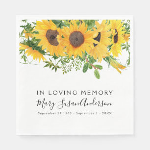 In Loving Memory Floral Funeral Memorial Wake Napkin