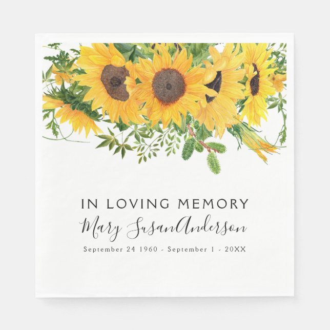 In Loving Memory Floral Funeral Memorial Wake Napkin (Front)