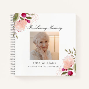 In Loving Memory Floral Photo Funeral Guest Book