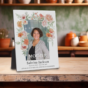 In Loving Memory Floral Photo Funeral Memorial Plaque