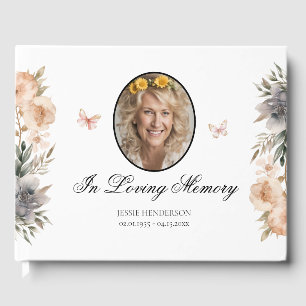 In Loving Memory Floral Photo Guest Book