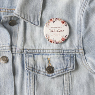 In Loving Memory Floral Watercolor Custom Name 6 Cm Round Badge