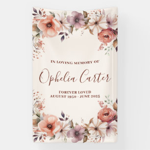 In Loving Memory Floral Watercolor Custom Name Banner