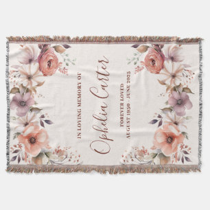 In Loving Memory Floral Watercolor Custom Name Throw Blanket