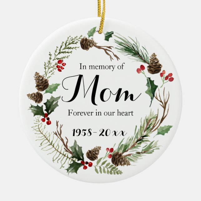 In Loving Memory for Mum Ornament Christmas Gifts (Front)