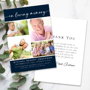 In Loving Memory Four Photo Collage Funeral Thank You Card