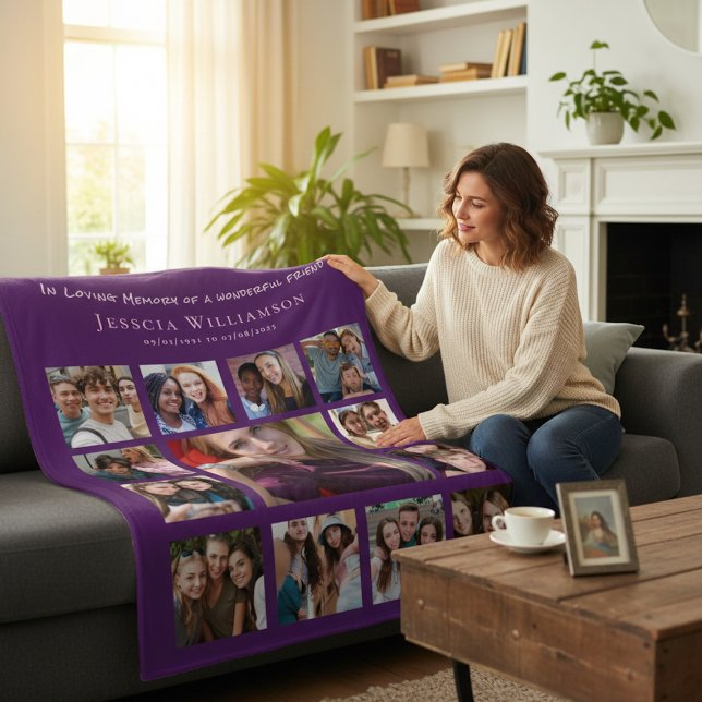 In Loving Memory Friend Photo Collage  Fleece Blanket (Creator Uploaded)