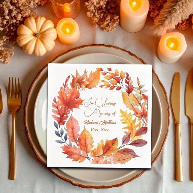 In Loving Memory Funeral Fall Floral Napkin (Creator Uploaded)