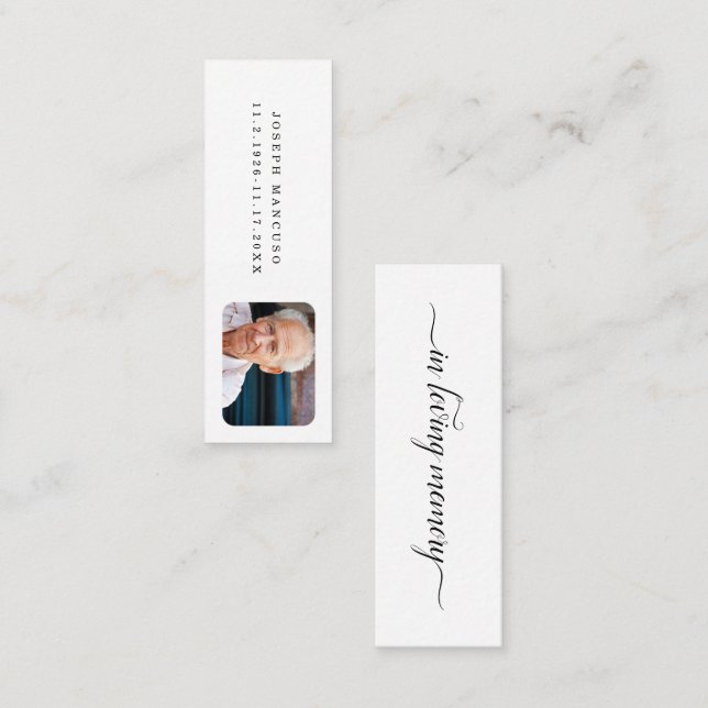 In Loving Memory Funeral Gift / Favour Bookmark Mi Mini Business Card (Front/Back)