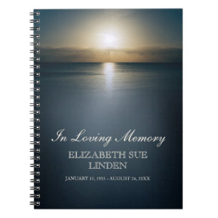 In Loving Memory Funeral Guestbook Ocean Notebook