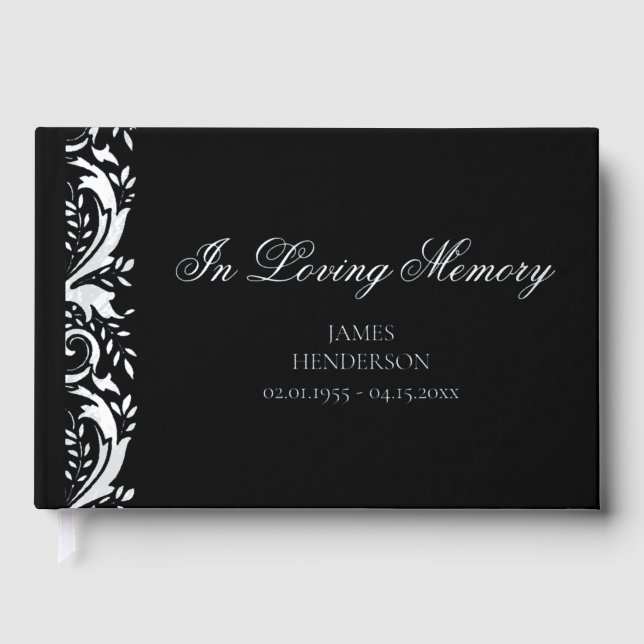 In Loving Memory Funeral Memorial Foil Guest Book (Front)