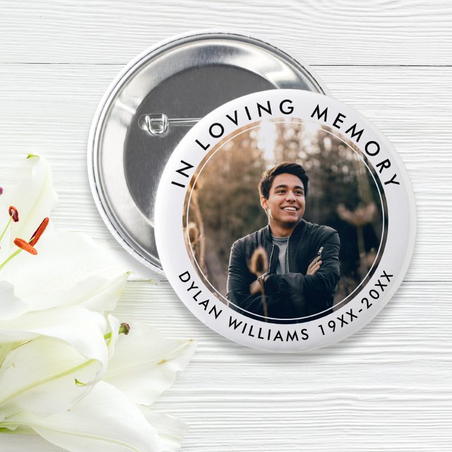 In Loving Memory Funeral Memorial Photo Button (Creator Uploaded)