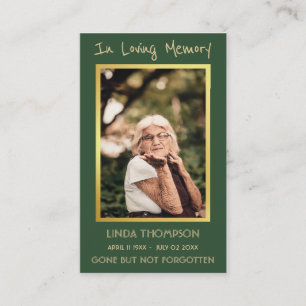 In Loving Memory Funeral Memorial Prayer Photo Business Card