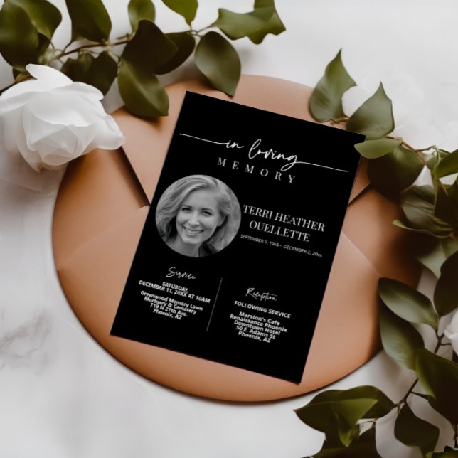 In Loving Memory Funeral Memorial Service Black Invitation (Creator Uploaded)