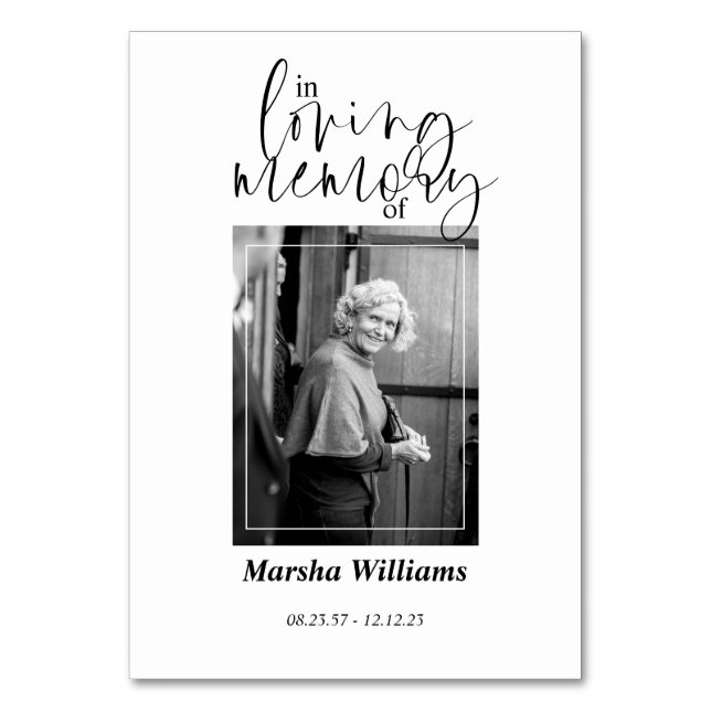 In Loving Memory - Funeral/Memorial  Table Number (Front)