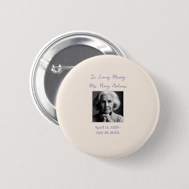 In Loving Memory Funeral Memorial Tribute Keepsake 6 Cm Round Badge (Front & Back)