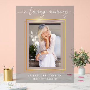 In Loving Memory Funeral Photo Grey Faded Sign