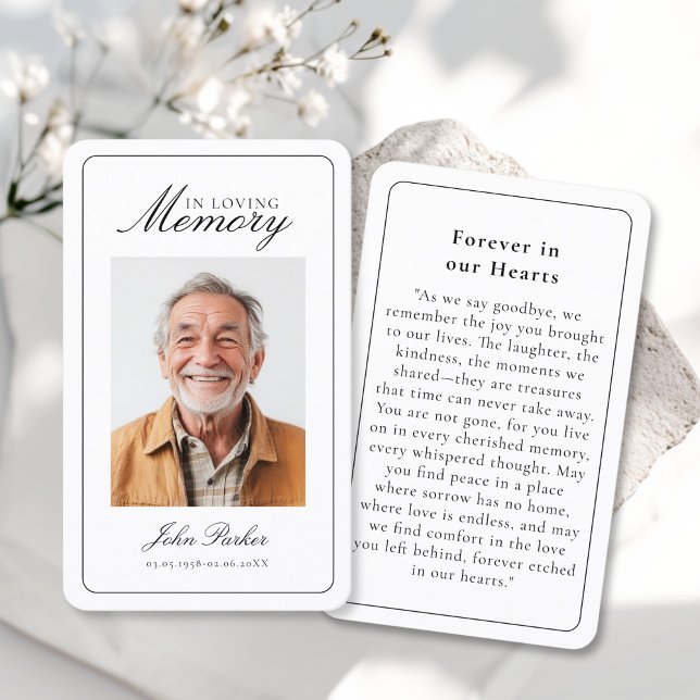 "In Loving Memory" Funeral Photo Prayer  Business Card ("In Loving Memory" Funeral Photo Prayer Business Card)