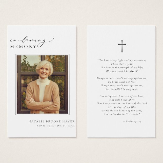 In loving Memory Funeral Photo Prayer Card (Front & Back)