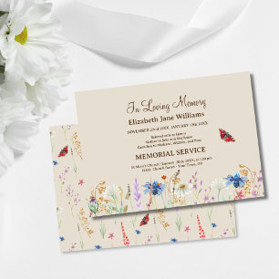 In Loving Memory Funeral Wildflower & Butterfly Invitation