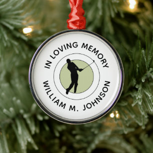 In Loving Memory Golfer Name Remembrance Memorial Metal Tree Decoration