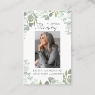 In Loving Memory Green Photo Funeral Prayer Card