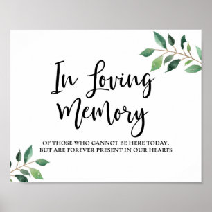 In Loving Memory Greenery Calligraphy Wedding Sign