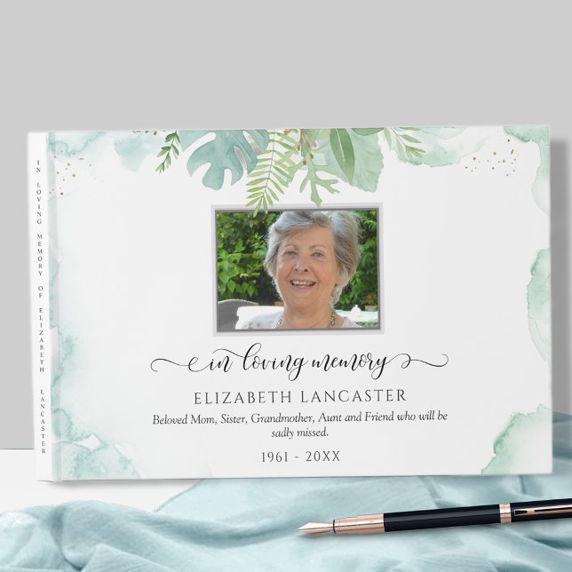 In Loving Memory, Greenery Funeral Photo Guest Book (Creator Uploaded)
