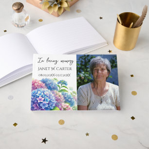 In Loving Memory Hydrangea Floral Funeral Guest Book
