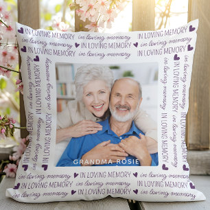 In Loving Memory Keepsake Purple Photo Memorial Cushion