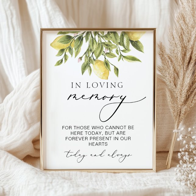 In Loving Memory Lemon Mediterranean Wedding Sign (Creator Uploaded)
