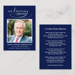 In Loving Memory Letter From Heaven Funeral Card