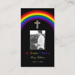 In Loving Memory LGBT Pride Rainbow Cross Photo Business Card