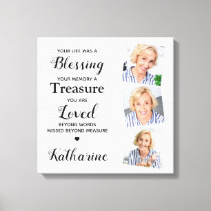 In Loving Memory Marble Memorial Keepsake Photo  Canvas Print