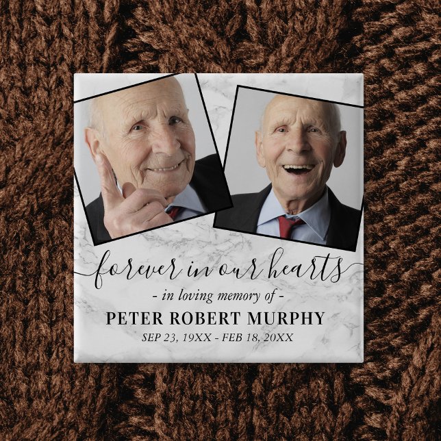 In Loving Memory Marble Memorial Photo 15 Cm Square Badge (Creator Uploaded)