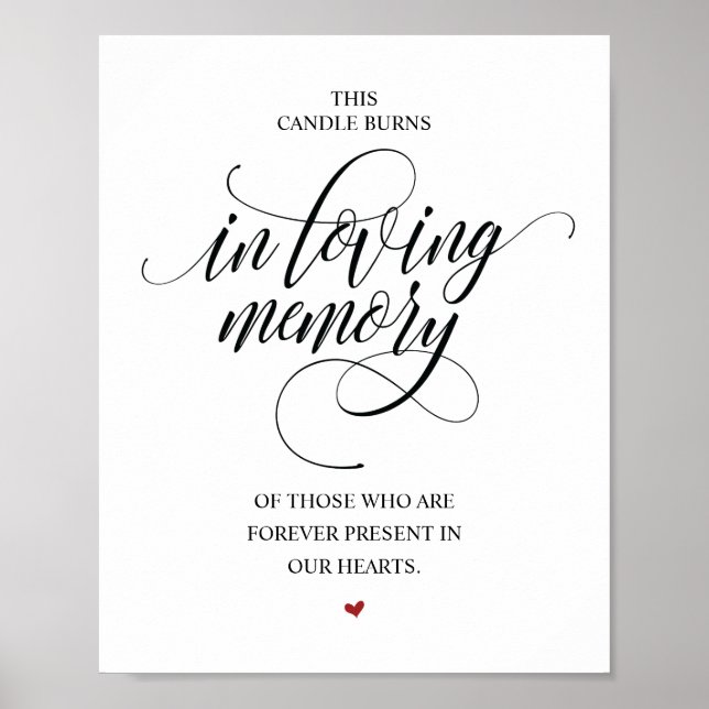 In Loving Memory Memorial Candle Burns Sign (Front)