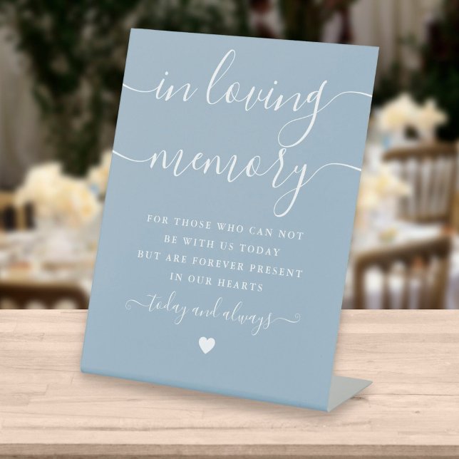 In Loving Memory Memorial Dusty Blue Wedding Pedestal Sign (Creator Uploaded)