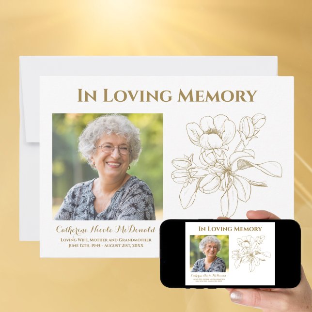 In Loving Memory Memorial Elegant Floral Announcement (Creator Uploaded)