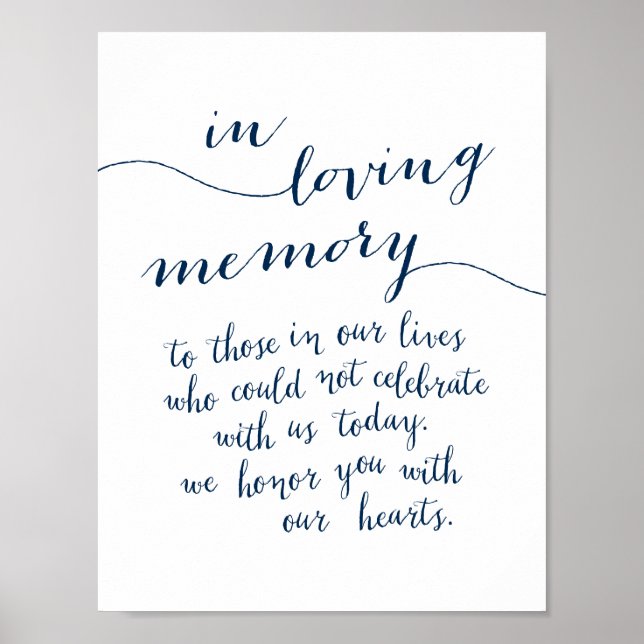 In loving memory memorial, funeral, Navy Blue Poster (Front)