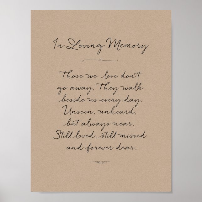 In loving memory memorial, funeral, Rustic Poster (Front)
