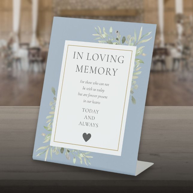 In Loving Memory Memorial Greenery Dusty Blue Pedestal Sign (In Loving Memory Memorial Greenery Dusty Blue Pedestal Sign)