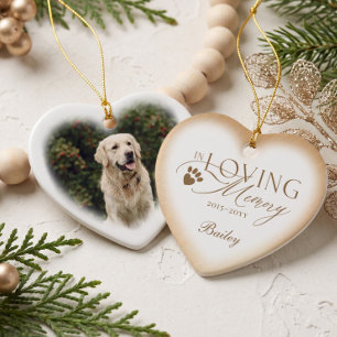 In Loving Memory Memorial Heart Pet Photo Keepsake Ceramic Tree Decoration