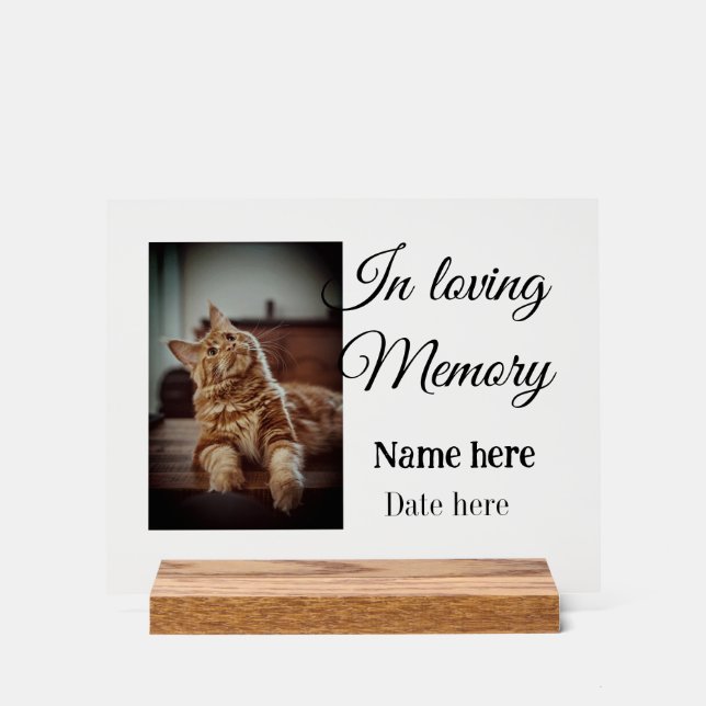 In loving memory memorial keepsake add pet name acrylic sign (Front)