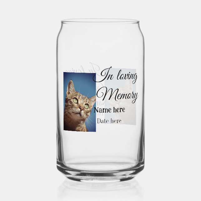 In loving memory memorial keepsake add pet name can glass (Front)